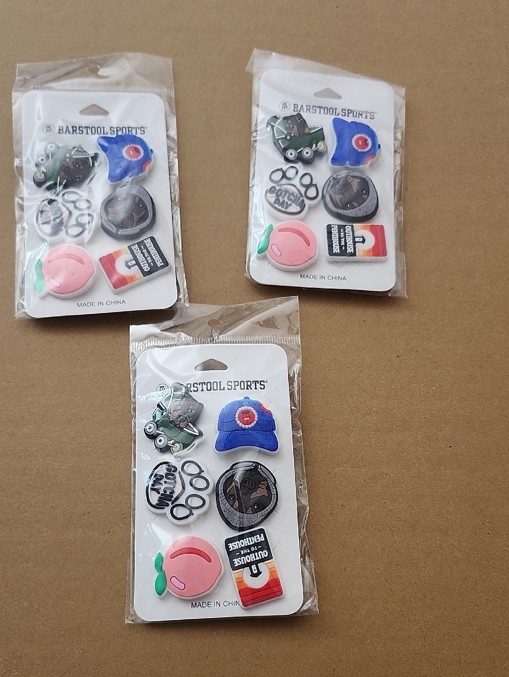 Barstool Sports Shoe Charms with Blue Hat & Pink Peach